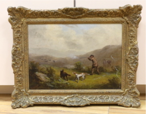 L. Lewis, oil on canvas, Grouse Shooting, signed, in ornate gilt frame, 24 x 34cm	